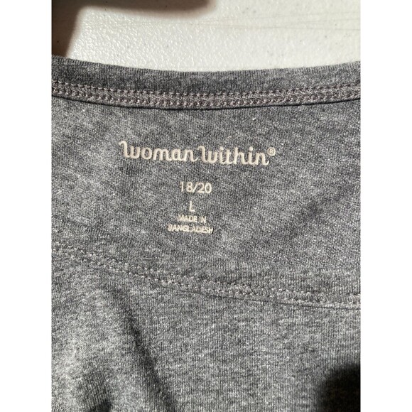 Woman Within Gray Tee Basic Heather Grey Cotton Viscose Short Sleeve Size 18/20 - Picture 4 of 5